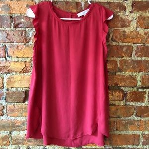 Pink LOFT blouse with ruffles